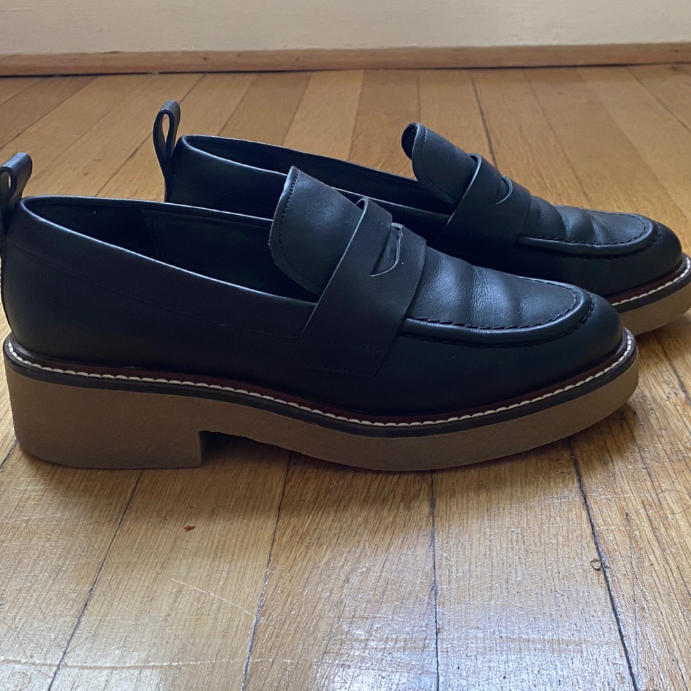 Everlane Black Loafers with Tan Sole